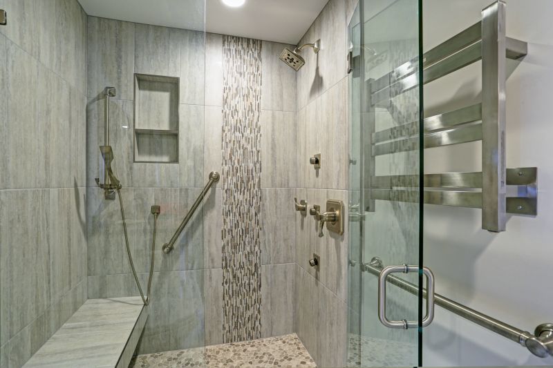 Shower with Linear Drain and Large Tiles
